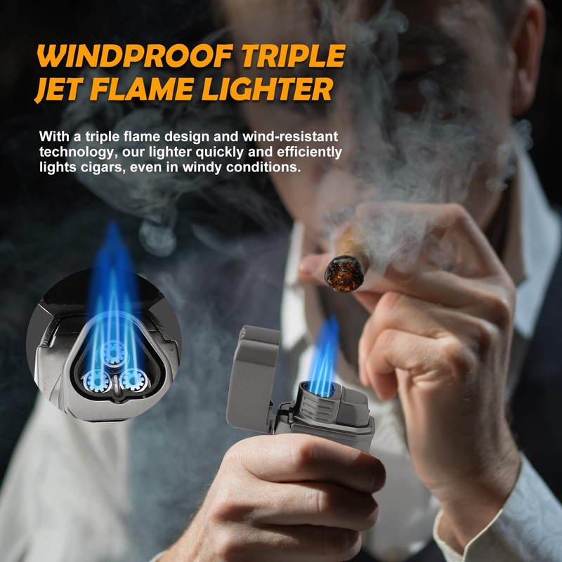 SCARRA Cigar Torch Lighter, Multi-Function 3-in-1 Torch Lighter Gift for