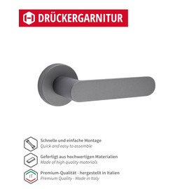 Gedotec Aluminium Handle Set | 1 Set | Door Fitting Anthracite | PZ - Profile Cylinder | Shape | Door Fitting Including Mounting Material | Door Handle Set Rustproof | Door Handle Room Doors