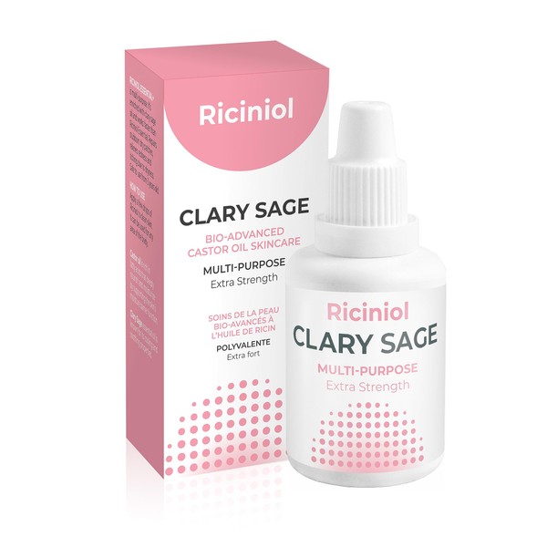Riciniol Clary Sage – Bio-Advanced Castor Oil Skincare with Clary Sage Essential Oil, Vitamin C & E - Pure & Natural Nourishing Treatment Moisturizing Body Oil for Cracked and Dry Skin, Scars, Uneven Skin Tone, & Stretch Marks | Vegan & Cruelty-Free (30 ml - Pack of 1)