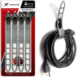 Extension Cord Holder X-Protector - 4 PCS Self-Adhesive Appliance Cord Holder with Manageable Belt - Premium Cord Organizer for Appliances - Universal Storage Straps to Organize Cords Anywhere!