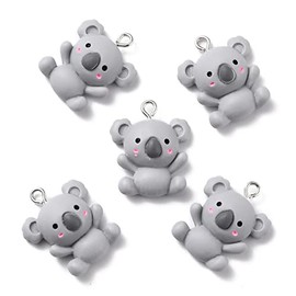 KitBeads 30pcs Resin Koala Charms Grey Flatback Cartoon Animal Charms Cute Zoo Koala Bear Charms for Jewelry Making Earrings Bulk