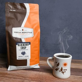 Fresh Roasted Coffee, Blueberry Crisp Flavored Coffee, 5 lb (80 oz), Medium Roast, Kosher, Ground