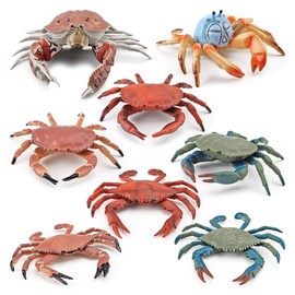 8Pcs Realistic Sea Animal Figures Simulation Static Crab Figurine Cognitive Educational Model Desktop Ornament Collections Decorations