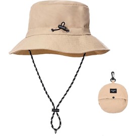 MESU Sun Hats for Women Men Wide Brim Fishing Caps Bucket Hat Waterproof UV Resistant Folding Beach Hat Beige