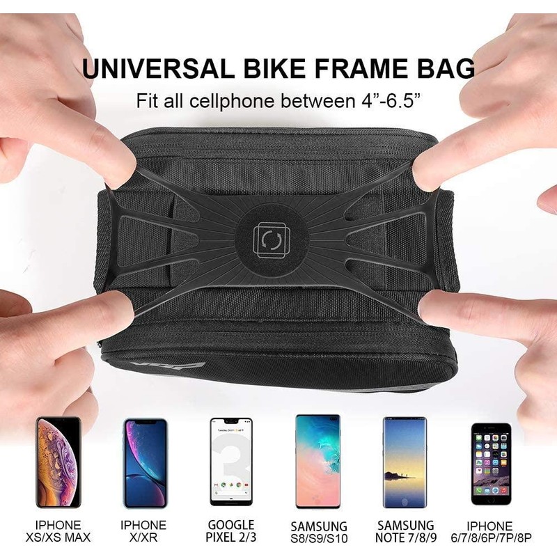 eelo Bike Frame Bag with Phone Holder. Waterproof Bicycle Top