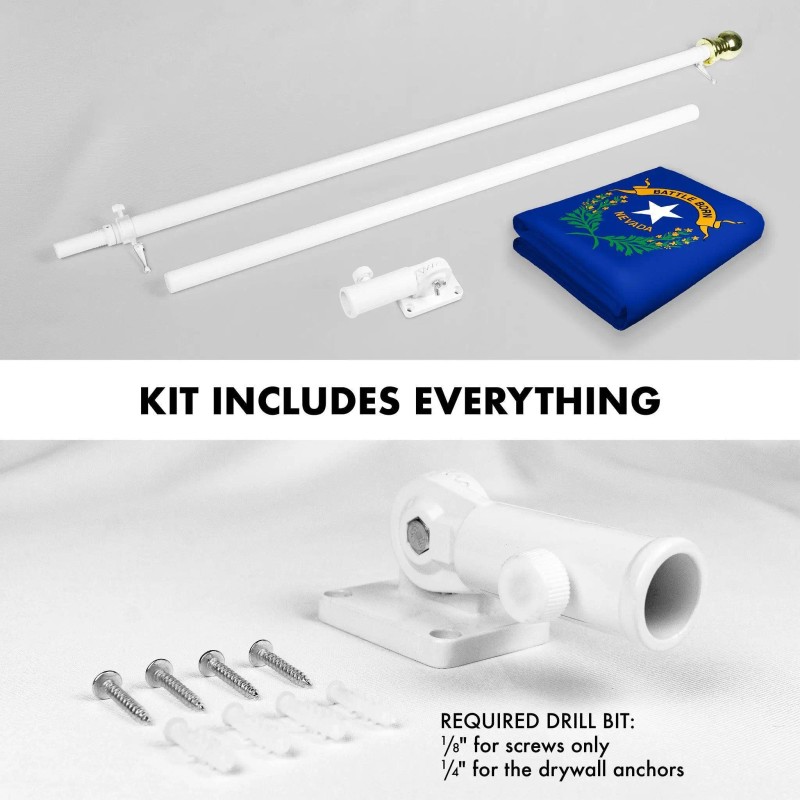 UD_G128 Combo Pack: 6 Ft Tangle Free Spinning Flagpole (White)