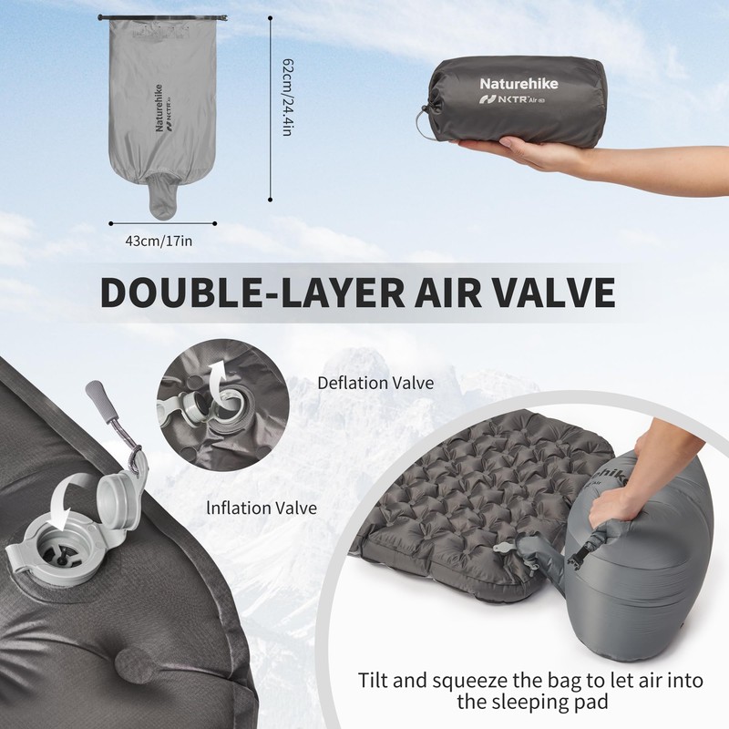 Naturehike TUYE 6.5 Ultralight Inflatable Sleeping Pad, Ultralight Camping Portable