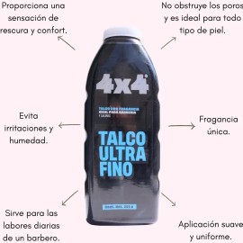 Talco Ultrafino Profesional Para Barbería Y Salon 255gr 4x4