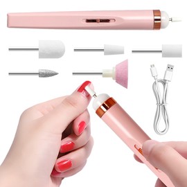 Electric Nail Files, 5 in 1 Nail Drill with LED Light, Portable Mini Manicure Pedicure Tool for Shaping and Grinding, Cordless Nail File for Acrylic and Gel Nails
