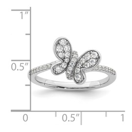 JewelryWeb 925 Sterling Silver Rhodium Plated CZ Simulated Diamond Butterfly Angel Wings Ring Size 7 Band Style-Ring for Women