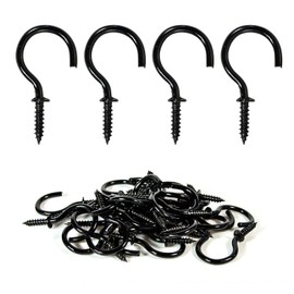 SimautHawk Screw Hooks 30 Pcs 1 inch Black Screw in Hooks, Metal Hooks, for Coffee Cup, Plant，Key ，Small for Hanging，Outdoor Light ，Ceiling Decor (30, 1.49 Inch)
