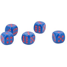 WeLoveBeads W6 Cube (16 mm) in Blue/Yellow Dots - Made in Germany - Pack of 5