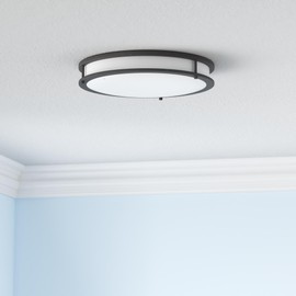 ASD LED 16 Inch Round Flush Mount Light Fixture | 24W 1900LM 3000K-5000K 120V | 3CCT, Dimmable, Energy Star, ETL Listed | Close to Ceiling Double Ring Lamp, Low Profile Lighting | Dark Bronze