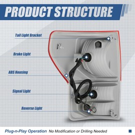 Auto Dynasty Tail Light Assembly Compatible with 2010-2013 Toyota Tundra, Passenger Right Side Factory Style with Turn Signal Parking Light, Chrome Housing Clear/Red Lens