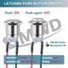 DMWD 2pcs 19mm Latching Metal Push Button Switch High Round