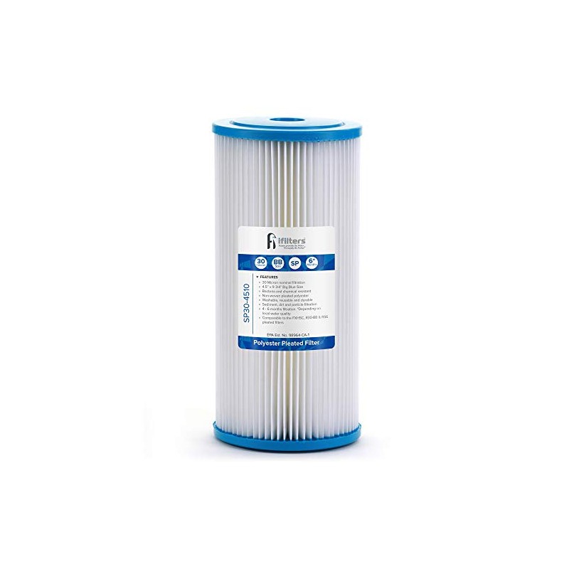 Sediment Pleated Water Filter City or Well Water, Washable 4.5"