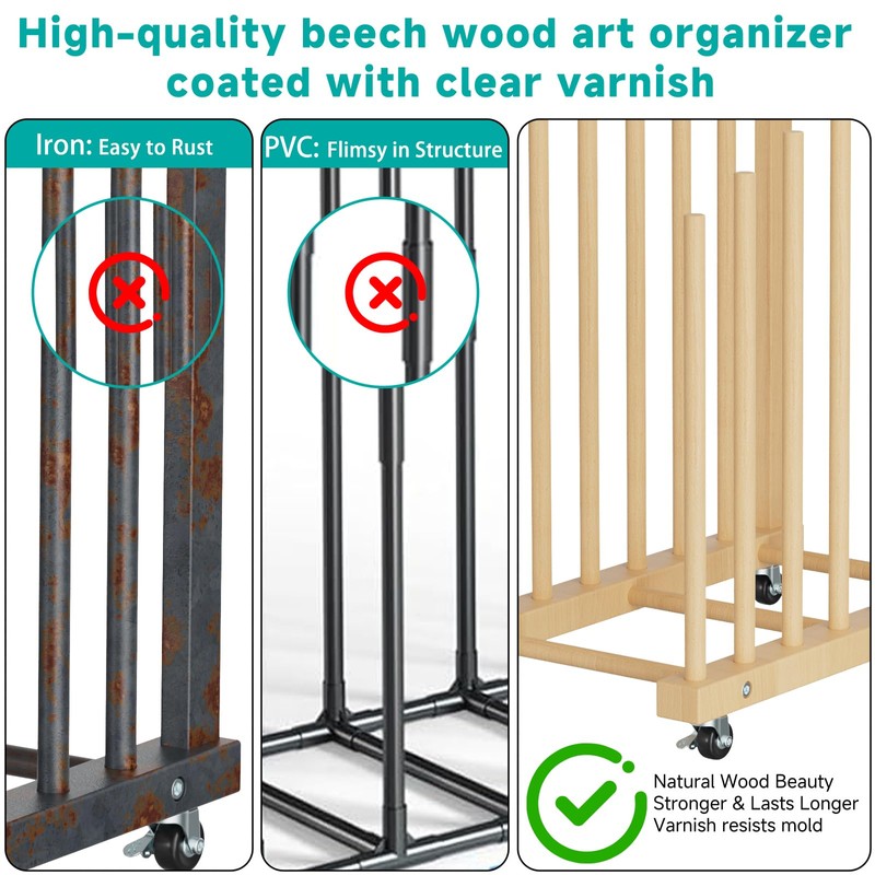 Evellstor Art Storage Rack with Handle, Art Drying Painting Rack