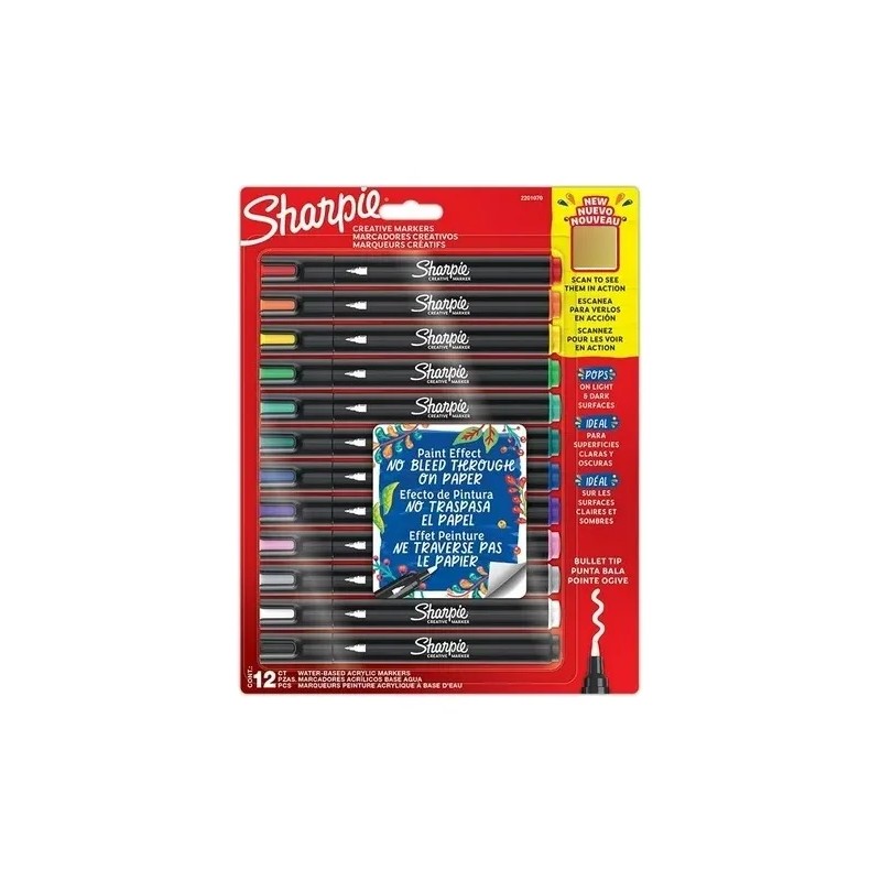 Pack X12 Marcadores Acrílicos A Base De Agua Sharpie