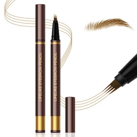 Apooliy Microblading Eyebrow Pen，Waterproof Eye Brow Pencils with 4 Fork Tip，Create Natural Hair-Like Brows, Last All-Day,Dark Brown