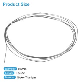 sourcing map 5 Feet Nitinol Wire, 0.5mm 70° Super Elastic Nitinol Shape Memory Pre-trained Wire Nickel-Titanium Spring Steel Wire for Research Labs DIY Classroom Display