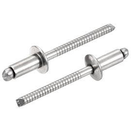 sourcing map 80Pcs 3/16"x3/8" 304 Stainless Steel Dome-Head Blind Rivets, Open-End Type Blind Rivets for DIY, Sheet Metal, Automotive Repairs, Furniture, Boat, and Duct Work (Silver)