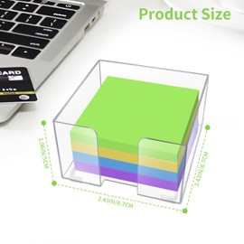 Acrylic Sticky Note Holder, Clear Acrylic Notepad Holder for 3" x 3" Sticky Note Storage, with 200 Sheets Self-Stick Sticky Notes, for Office and Classroom Desk Organization