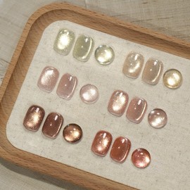 GAOY Glitter Cat Eye Gel Nail Polish Set with Magnet, Sliver, Brown, Pink, Coral Holographic Cat Eye, Salon Gel Manicure and Nail Art DIY at Home, Sunshine