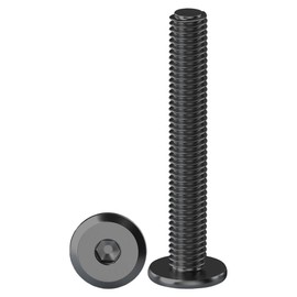 Drenky M8 Bolts, Flat Head Furniture Screw M8 X 45mm Flat Hex Bolt 304 Stainless Steel Black Bolts Fully Thread Machine Screws Bolts for Bed & Wood Furniture, Pack of 10