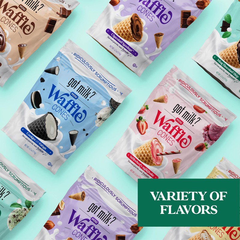 got milk? Mini Waffle Cones, Mint Chocolate Chip, 4.24 Oz.