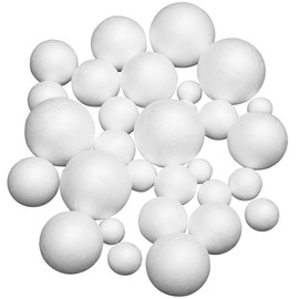 TRIXES Christmas Foam Balls White 30pk – 6 Assorted Sizes – Polystyrene Foam Craft Balls – DIY Christmas Decorations, Party Decorations
