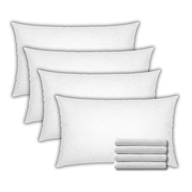 Amour Càlin White Pillow Cases 4 Pack- Cotton Blend White Pillowcases 4 Pack Soft, Comfortable 51x86cm Pillow Protectors 4 Pack with Envelope Closure- Machine Washable Moisture Absorbing Pillow covers