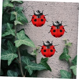 Kichvoe 4pcs Ladybug Wall Sculpture Spring Decor Metal Ladybug Garden Iron Craft Decoration