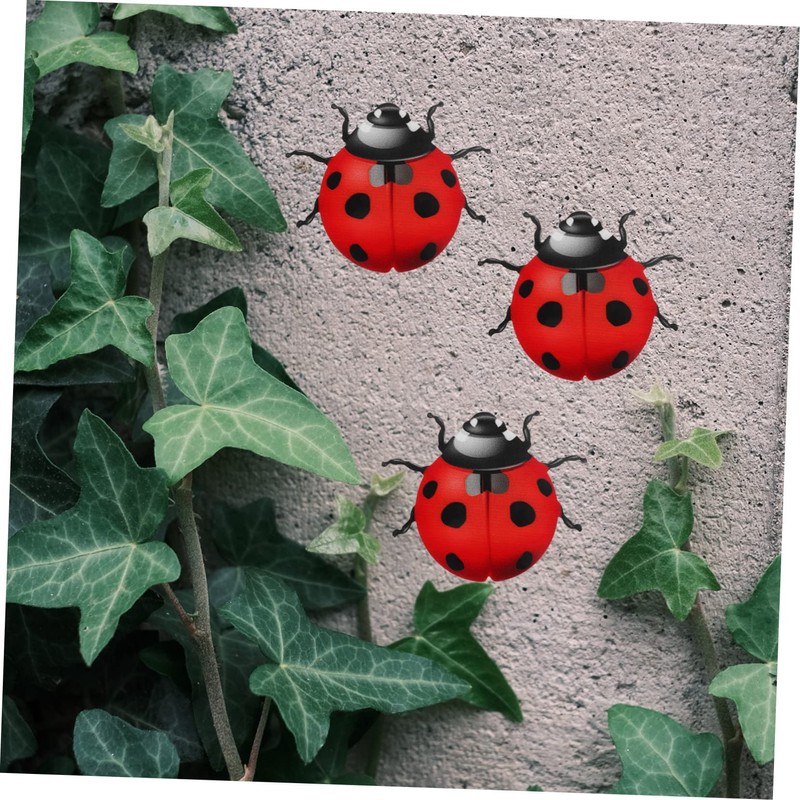 Kichvoe 4pcs Ladybug Wall Sculpture Spring Decor Metal Ladybug Garden