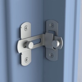 90 Degree Flip Sliding Barn Door Lock, Stainless Steel Angle Door Latch Buckle, Screen Door Stopper Lock Hook Eye Lock for Barn, Garden, Bathroom, Outdoor, Garage, Window, Sliding Door (Silver-1 Pack)