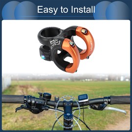 INFINAUTO Mountain Bike Stem Short Handlebar, 31.8mm Stem 40mm, Bicycle Road Bike MTB BMX Fixie Gear Cycling, 0-Degree Rise Cycles Short Stem, Black Orange, 1Pc