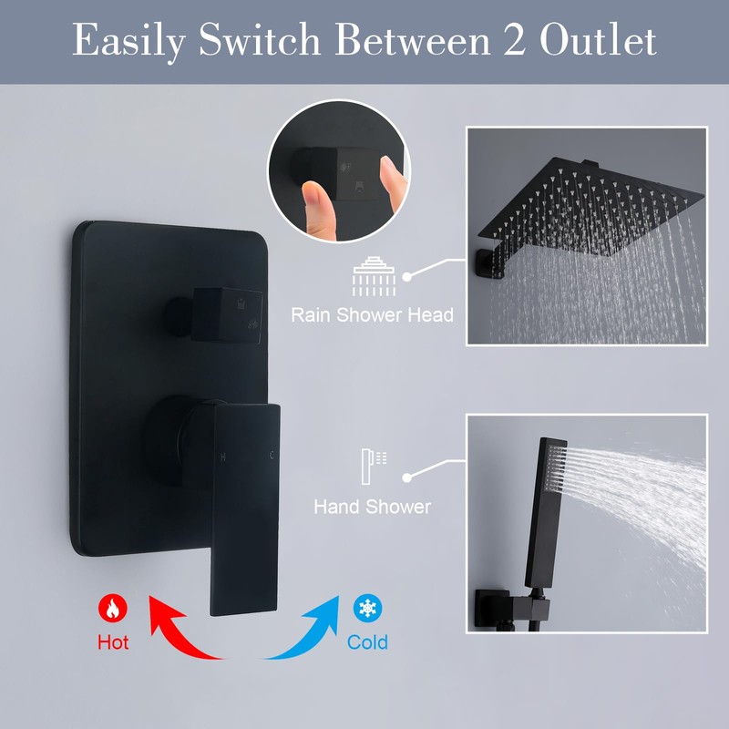 COXOVAY Wall Mount Shower Mixer Valve 2 Function Shower Valves