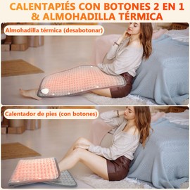 Lukovee Almohadilla Térmica 40 x 76 cm, Suave Cobijas Eléctricas Compresa para Alivio de Dolores de Hombros Cuello Espalda, 10 Ajustes de Temperatura Almohadilla de Calefacción Rápida, Lavable