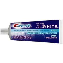 Crest 3D White Vivid Fluoride Anticavity Toothpaste Radiant Mint 0.85 oz Travel Size (Pack of 4)