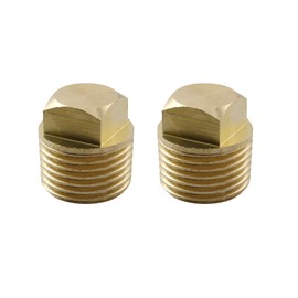 ZYAMY 2pcs Brass Fitting 1/2" NPT Male Brass Plug Pipe Fitting, Square Head Plug Solid Brass Drain Plugs for Hull, Solid Brass Hull Spare Fender Drain Plug