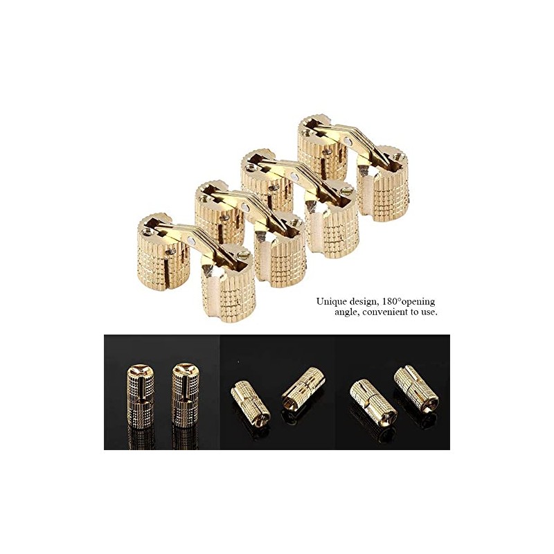 4Pcs Hidden Furniture Hinges Brass Concealed Hinges Barrel Hinge 0.31