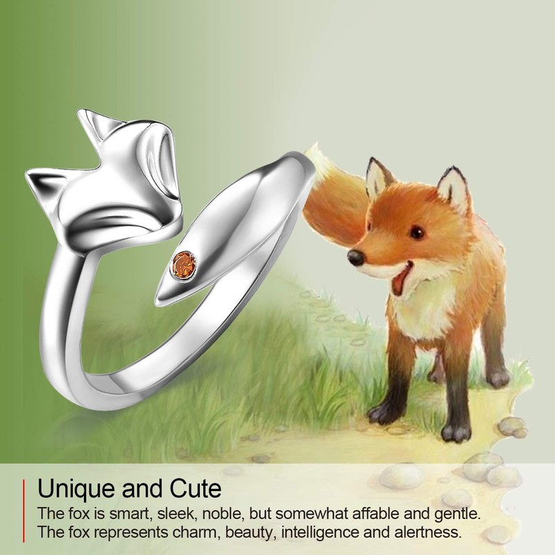 Jewboo Ladies Sterling Silver Foxtail Open Ring with Red Cubic