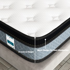 Twin Mattress, Crystli 10 Inch Memory Foam Mattress with Innerspring Hybrid Mattress in a Box Pressure Relief & Supportive Twin Size Mattress 100-Night Trial 10-Year Support