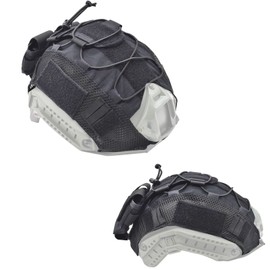 Tactical Fast Helmet Cover and Tactical Helmet Battery Pouch Counterweight Pouch Fit Size M/L Fast PJ BJ MH Helmet (Black)