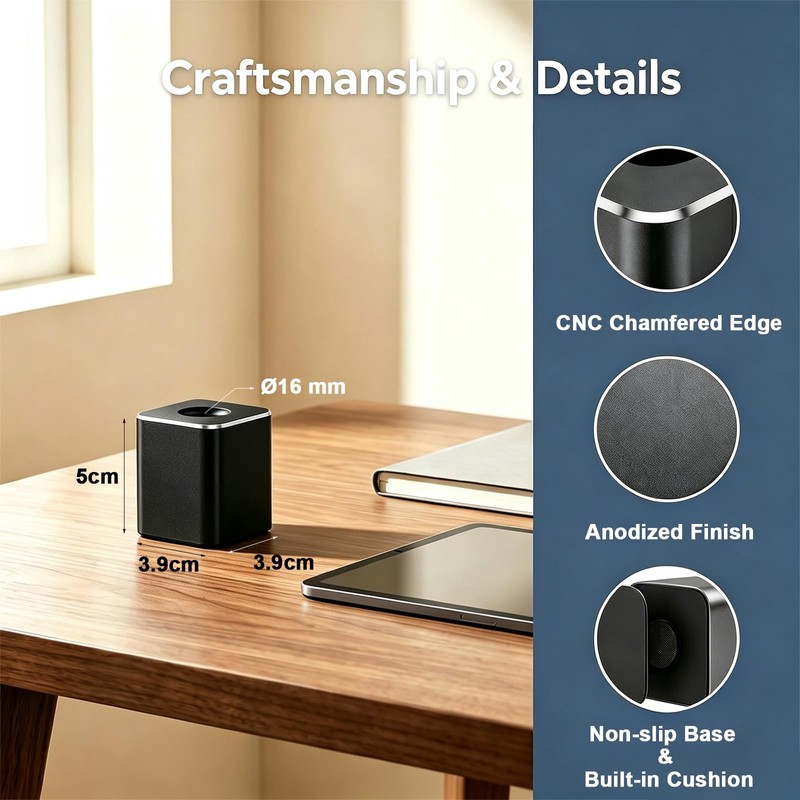 Pen Stand for Desk, 2-in-1 Single Pen Holder & Paperweight,