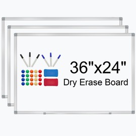 H-Qprobd 3' x 2' Whiteboard Dry Erase White Board for Wall 36x24 (3pcs) Magnetic Boards for Office Classroom & Home, Small Wall Whiteboard Including 6 Markers, 20 Magnets, 2 Erasers