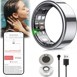 ZZJTPA Smart Ring Health Tracker, Activity and Fitness Tracking Ring, Smart Health Ring with Heat, Heart Rate/Blood Oxygen/Sleep Monitoring (8)