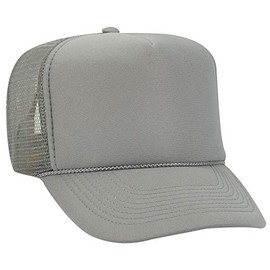 Otto Polyester Foam Front 5 Panel High Crown Mesh Back Trucker Hat - Gray