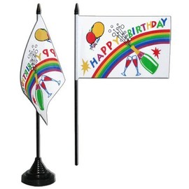 Flaggenfritze Happy Birthday Table Flag + Free Sticker