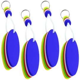 4pcs Boat Key Floating Keychain, Handy Floating Key Ring Oval Shaped Foam Float Buoy Boat Key Chain for Outdoor Water Sport (4, Colorful, Ellipse)