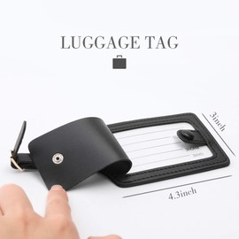 Jagucho Leather Luggage Tags for Men Women-Luggage Tags for Suitcases-Baggage Bag Tag Suitcase Labels ID Tags with Full Back Privacy Cover for Carnival Cruise Ships, Travel Tags